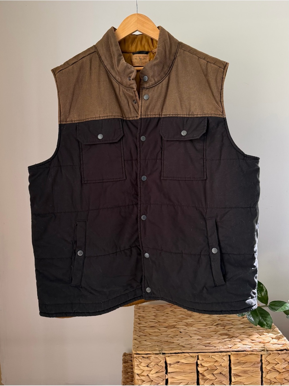 Mens REDHEAD Ranch Black Western Snap Close Vest Jacket Yellowstone Size 2XL XXL